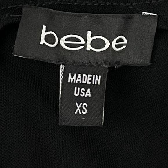 bebe Halter Top Womens Size XS Black Gold Chain Neckline USA Y2K Party Classy - Picture 2 of 9